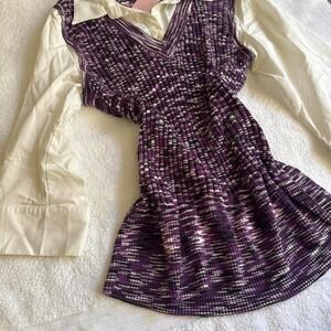 office siren layered collard sweater blouse